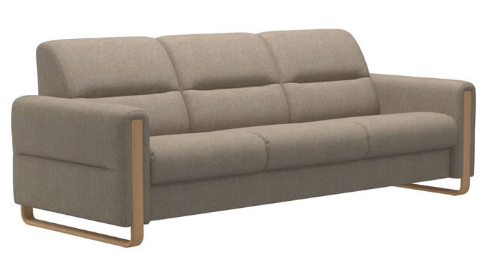 Stressless Fiona 3 Seater Sofa Wood Arm Clover Funghi Fabric